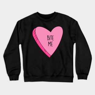 Valentine's Day Candy Heart Bite Me Funny Crewneck Sweatshirt